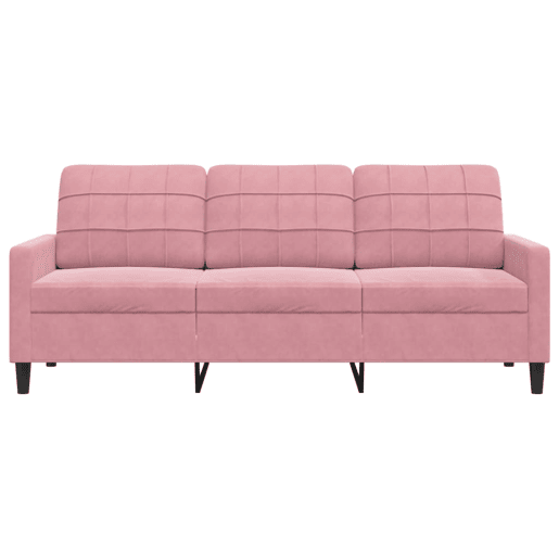 Sofá de 3 lugares - Sofá fixo 180 cm veludo rosa