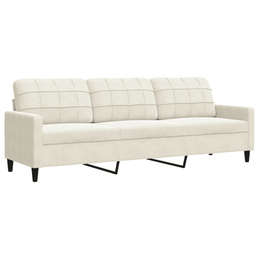Sofá de 3 lugares - Sofá fixo 210 cm veludo cor creme