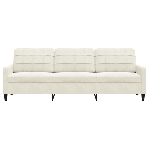 Sofá de 3 lugares - Sofá fixo 210 cm veludo cor creme