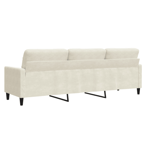 Sofá de 3 lugares - Sofá fixo 210 cm veludo cor creme