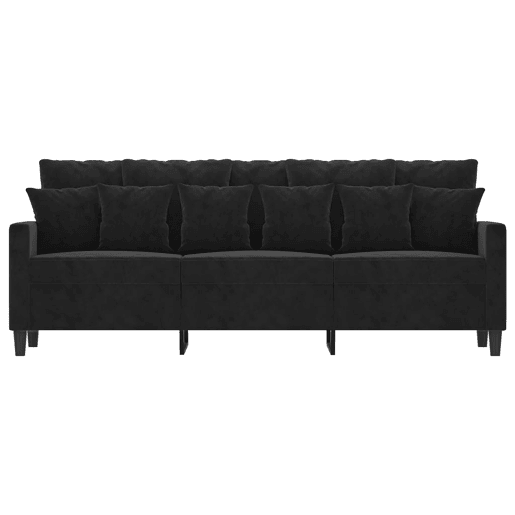 Sofá de 3 lugares - Sofá fixo 180 cm veludo preto