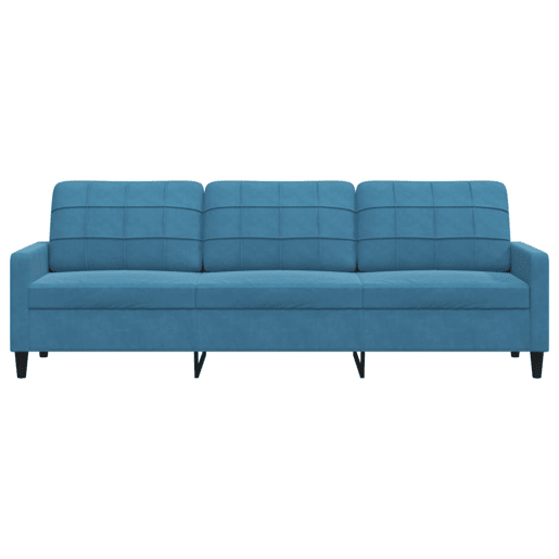 Sofá de 3 lugares - Sofá fixo 210 cm veludo azul