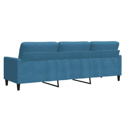 Sofá de 3 lugares - Sofá fixo 210 cm veludo azul
