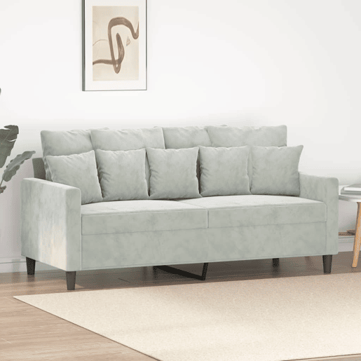 Sofá de 2 lugares - Sofá fixo 140 cm veludo cinza-claro