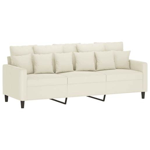Sofá de 3 lugares - Sofá fixo 180 cm veludo cor creme