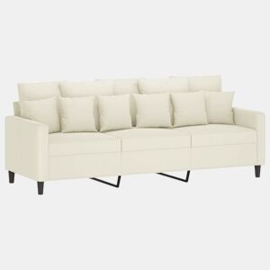 Sofá de 3 lugares - Sofá fixo 180 cm veludo cor creme