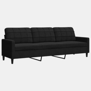 Sofá de 3 lugares - Sofá fixo 210 cm veludo preto
