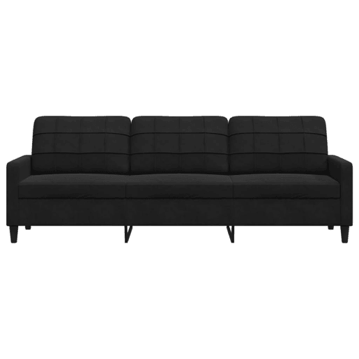 Sofá de 3 lugares - Sofá fixo 210 cm veludo preto