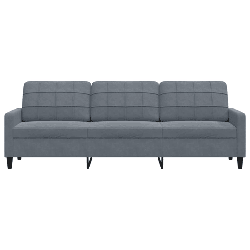 Sofá de 3 lugares - Sofá fixo 210 cm veludo cinza-escuro