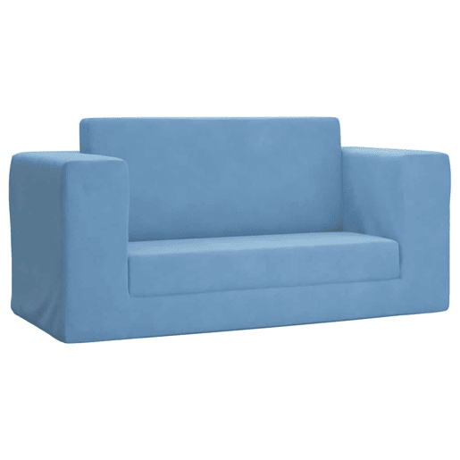 Sofá-cama infantil, Sofá conversível para crianças de 2 lugares pelúcia macia azul