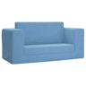Sofá-cama infantil, Sofá conversível para crianças de 2 lugares pelúcia macia azul