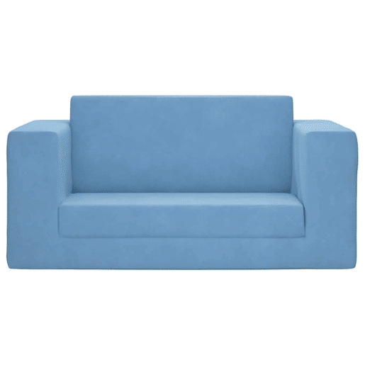 Sofá-cama infantil, Sofá conversível para crianças de 2 lugares pelúcia macia azul