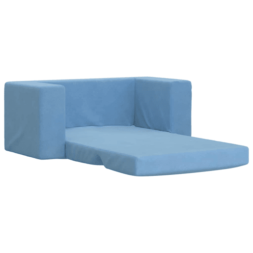 Sofá-cama infantil, Sofá conversível para crianças de 2 lugares pelúcia macia azul