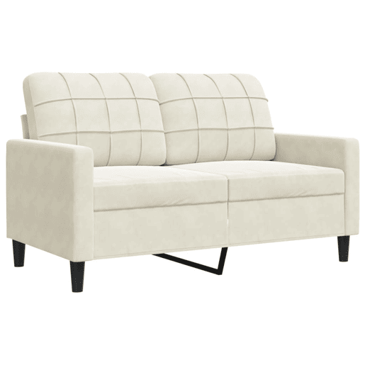 Sofá de 2 lugares - Sofá fixo veludo 120 cm cor creme