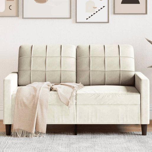 Sofá de 2 lugares - Sofá fixo veludo 120 cm cor creme