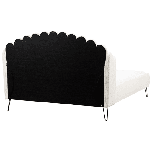 Cama Bouclé AMBILLOU 160 x 200 cm Branco creme