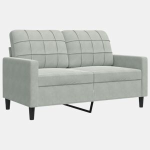 Sofá de 2 lugares - Sofá fixo 120 cm veludo cinzento-claro
