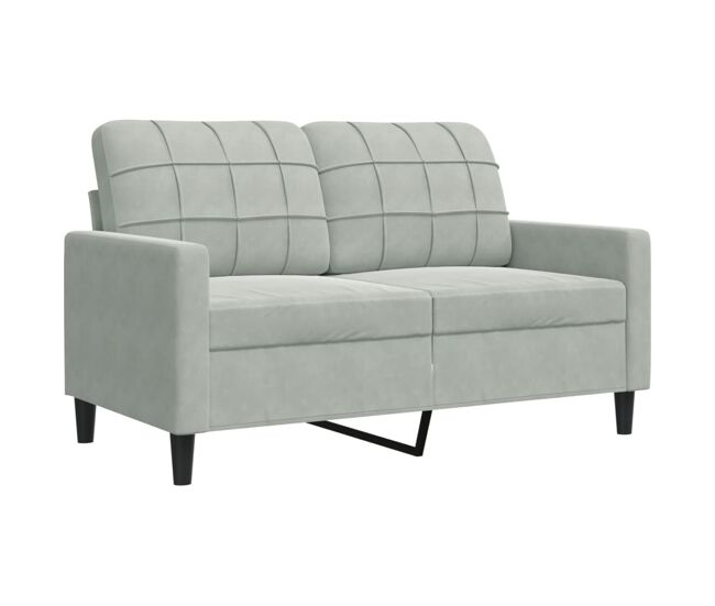 Sofá de 2 plazas - sofá de salón - sofá moderno de terciopelo gris claro 120 cm
