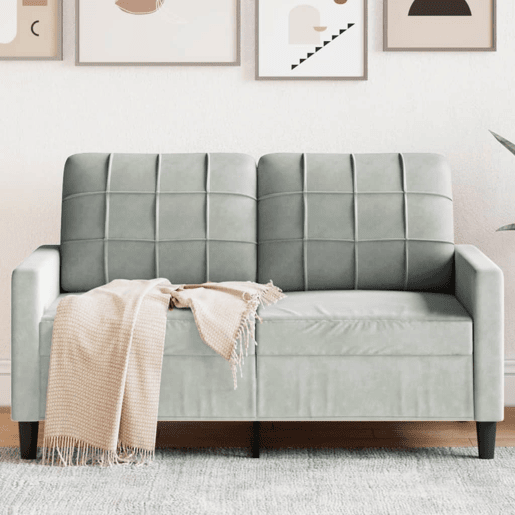 Sofá de 2 lugares - Sofá fixo 120 cm veludo cinzento-claro