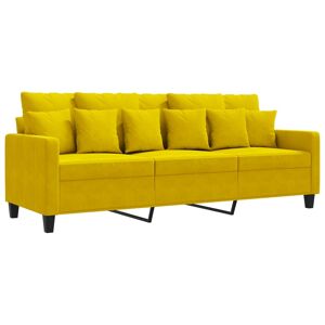 Sofá de 3 lugares - Sofá fixo 180 cm veludo amarelo