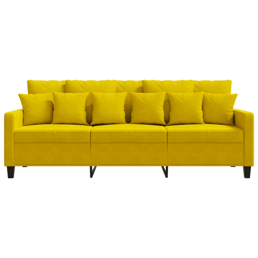 Sofá de 3 lugares - Sofá fixo 180 cm veludo amarelo