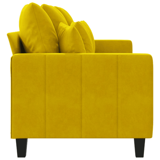 Sofá de 3 lugares - Sofá fixo 180 cm veludo amarelo
