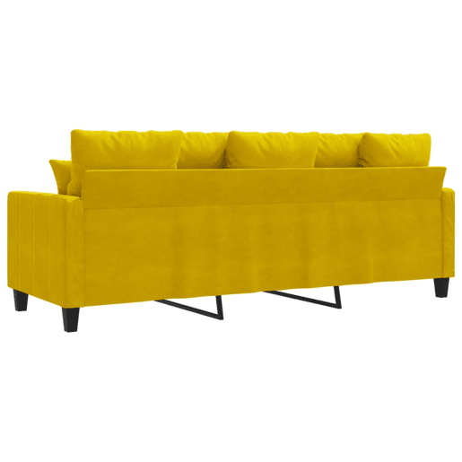 Sofá de 3 lugares - Sofá fixo 180 cm veludo amarelo