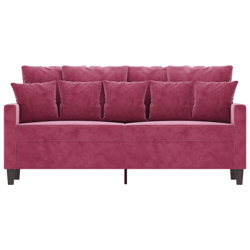 Sofá de 2 lugares - Sofá fixo veludo 140 cm vermelho tinto