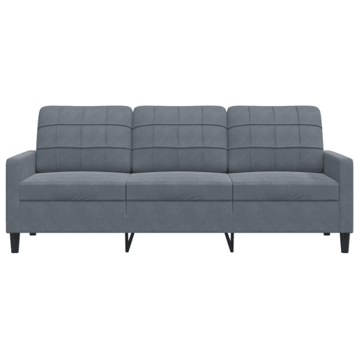 Sofá de 3 lugares - Sofá fixo 180 cm veludo cinza-escuro