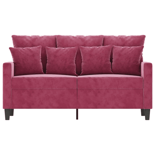 Sofá de 2 lugares - Sofá fixo veludo 120 cm vermelho tinto