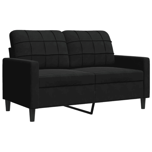 Sofá de 2 lugares - Sofá fixo veludo 120 cm preto Sofá de 2 lugares - Sofá fixo veludo 120 cm preto