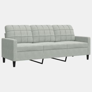 Sofá de 3 lugares - Sofá fixo 180 cm veludo cinzento-claro