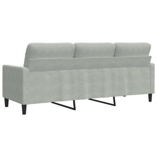Sofá de 3 lugares - Sofá fixo 180 cm veludo cinzento-claro