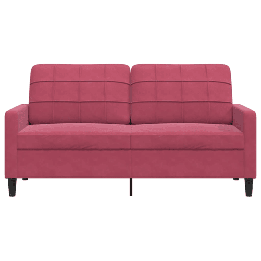 Sofá de 2 lugares - Sofá fixo veludo 140 cm vermelho tinto