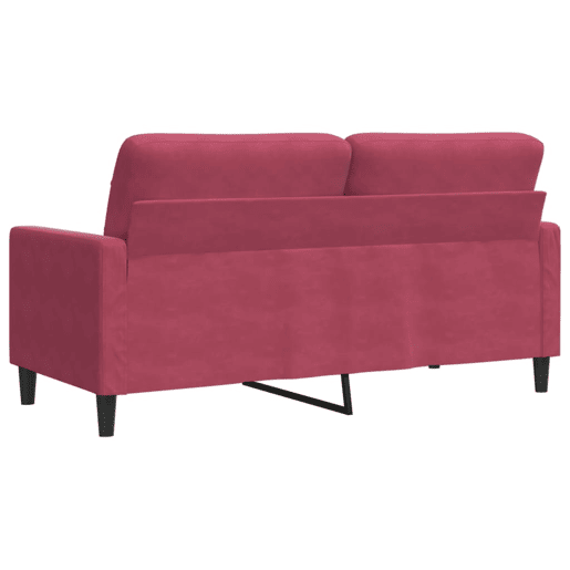 Sofá de 2 lugares - Sofá fixo veludo 140 cm vermelho tinto