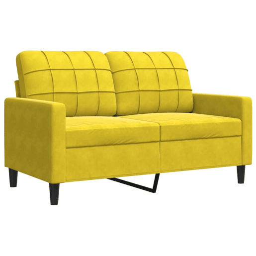 Sofá de 2 lugares - Sofá fixo veludo 120 cm amarelo