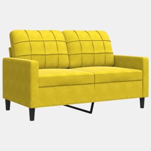 Sofá de 2 lugares - Sofá fixo veludo 120 cm amarelo