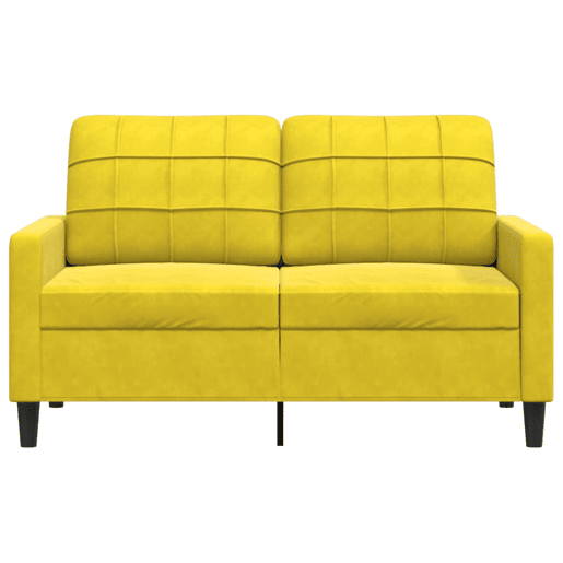 Sofá de 2 lugares - Sofá fixo veludo 120 cm amarelo