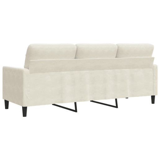 Sofá de 3 lugares - Sofá fixo 180 cm veludo cor creme