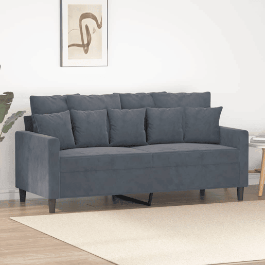 Sofá de 2 lugares - Sofá fixo 140 cm veludo cinza-escuro