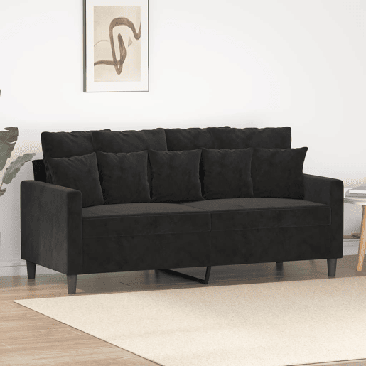 Sofá de 2 lugares - Sofá fixo veludo 140 cm preto