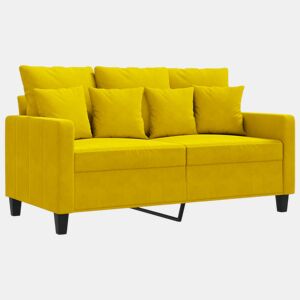 Sofá de 2 lugares - Sofá fixo veludo 120 cm amarelo