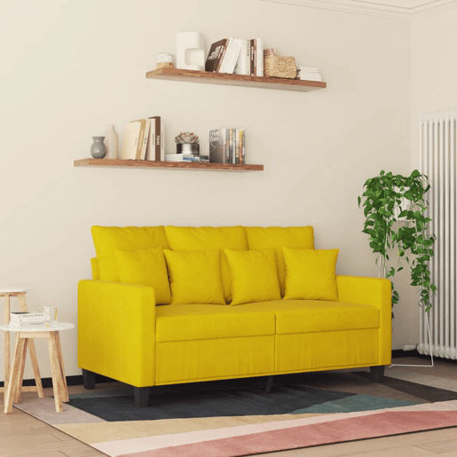 Sofá de 2 lugares - Sofá fixo veludo 120 cm amarelo