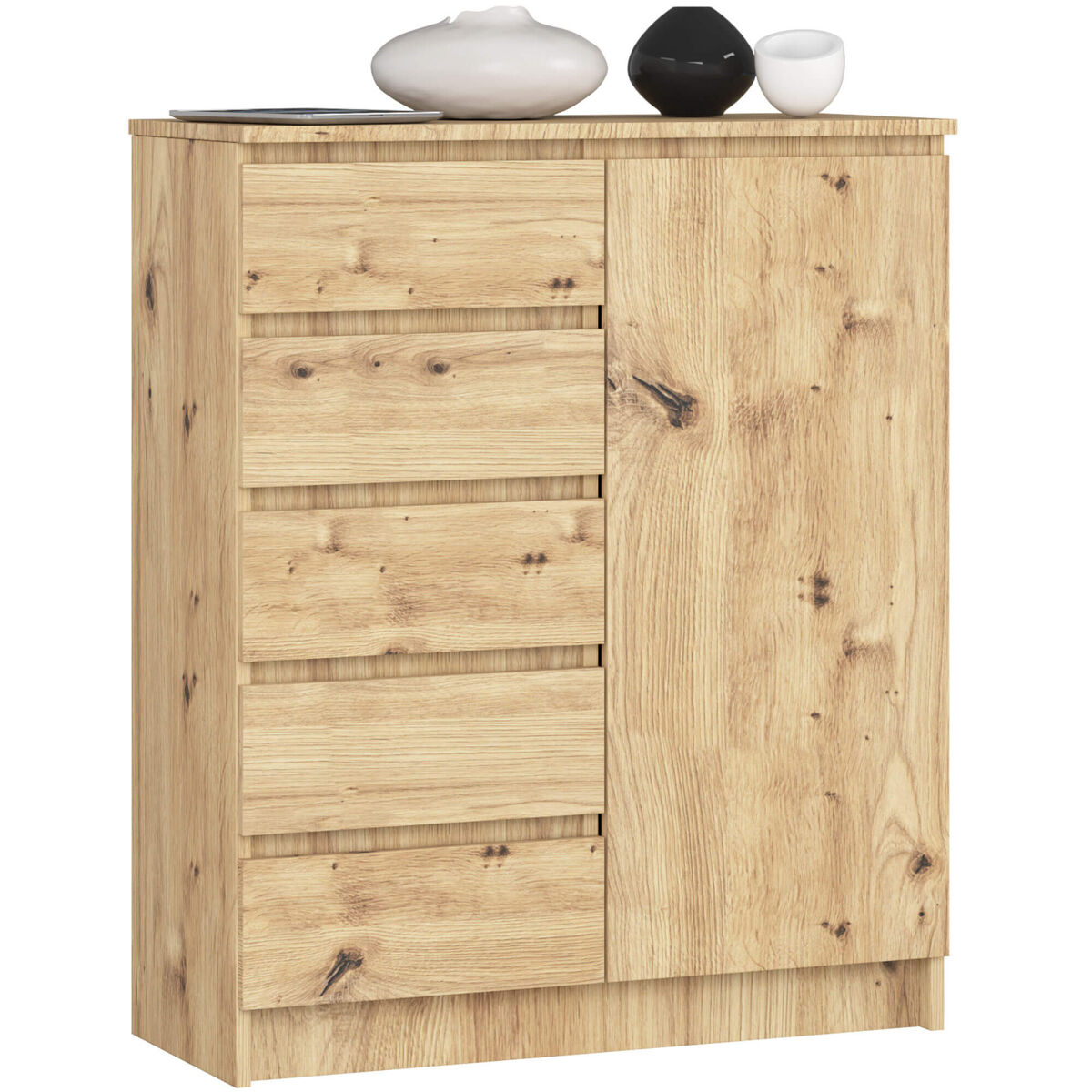 Cómoda K80 AKORD 5 cajones 1 puerta 80 Roble Artisan