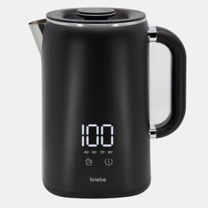 Briebe KT1175BLK eBoil Chaleira Elétrica de Água 1,7L Controlador de Temperatura Digital 45°C a 100°C Função Keep Warm, 1500, Preto