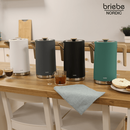 Briebe KT1165GRE Nordic Bollitore Elettrico 1,7L Cordless, Ebollizione Rapida senza BPA, Base 360, 2200, Verde