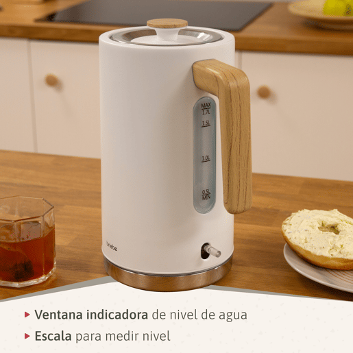 Briebe KT1165WHT Nordic Chaleira Elétrica 1,7 L Sem BPA, Base 360°, Controlador Strix, Desligamento Automático, 2200, Branco