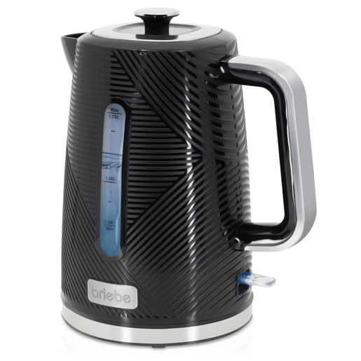 Briebe KT1168BLK Elegance Chaleira Elétrica 1,7 L Sem BPA, Base 360°, Controlador Strix, Desligamento Automático, 2200, Preto
