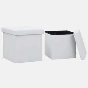 vidaXL Bancos de arrumação dobráveis 2 pcs couro artificial branco