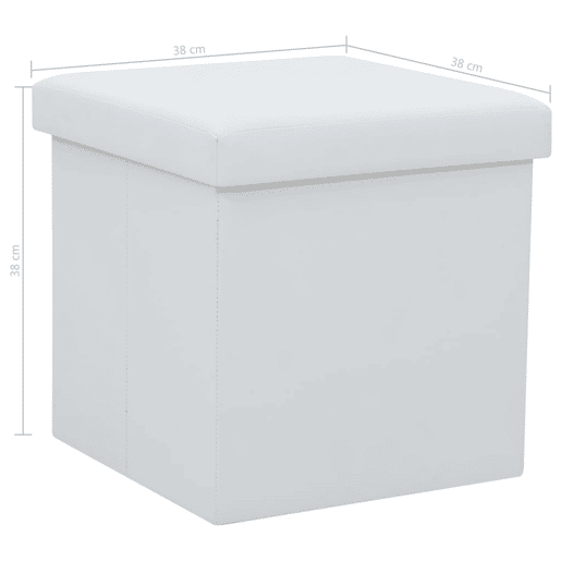vidaXL Bancos de arrumação dobráveis 2 pcs couro artificial branco vidaXL Bancos de arrumação dobráveis 2 pcs couro artificial branco